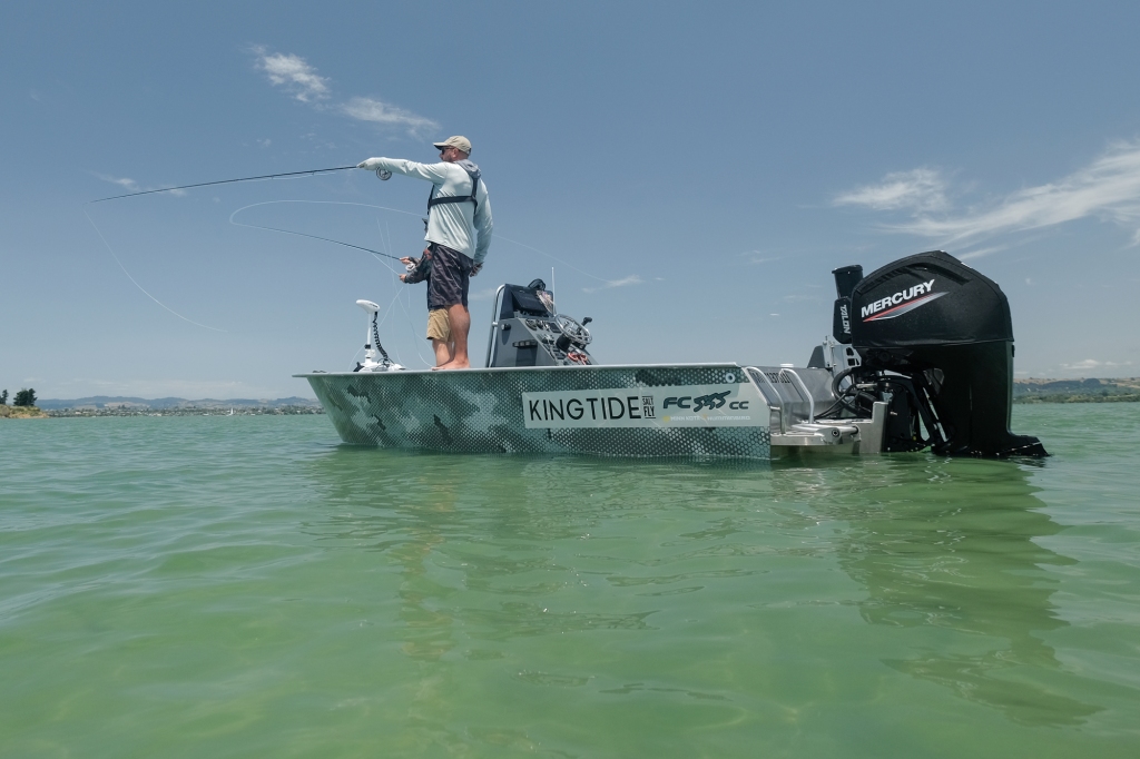 Searching for Ray Riding kingfish on the saltwater flats of New Zealand.